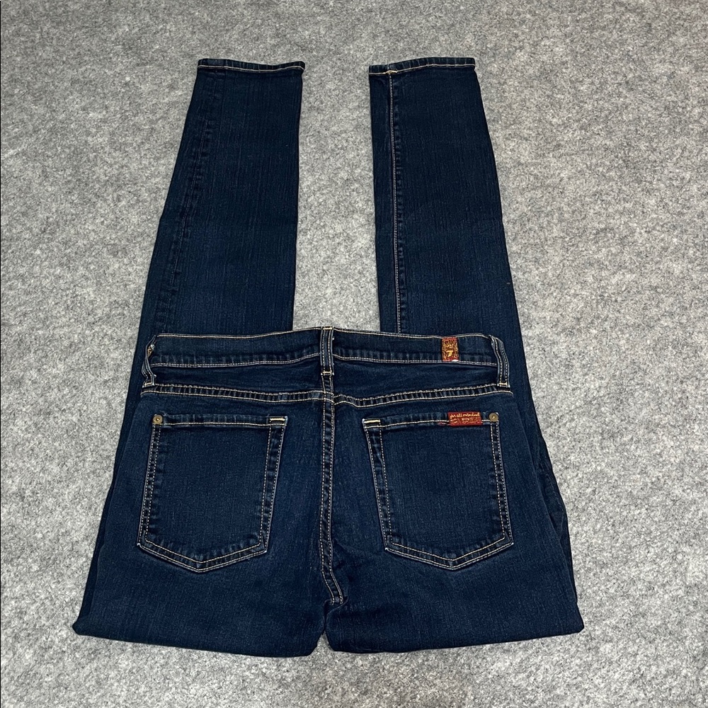 Women’s 7 For All Mankind The Skinny Dark Blue Jeans - Picture 2 of 8